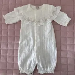 petit main フリルロンパース ホワイト（サイズ50-70）