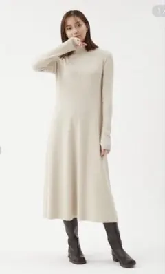 Mila Owen タートルネックリブニットワンピース