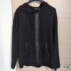 +J フルジップ フード付きカシミヤニットセーター XXL ブラック