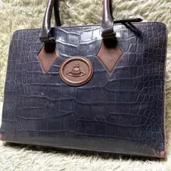 ◎希少 ヴィヴィアンウエストウッド クロコ型押し ブリーフケース パープル 紫