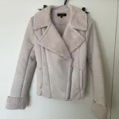 rienda ライトベージュ フェイクファー ムートンコート ライダース