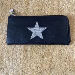ブラックレザー 星型フラグメントケース長財布