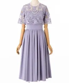 ラグナムーン　LADYオーバーレースギャザードレス　ラベンダー