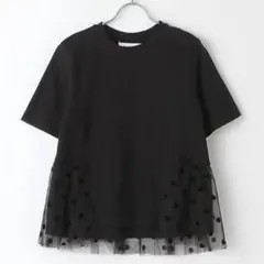 MUVEIL ドット柄チュールカットソー　ブラックのサムネイル