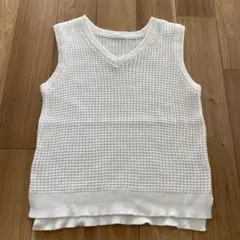 GU ホワイト Vネック メッシュベスト