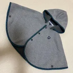 O*☆様 familiar ベビーポンチョ グレーと青のチェック柄60 70 8