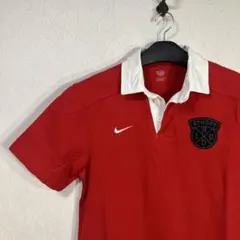 に*ん様 NIKE　ラガーシャツ　赤　肩補強　スウォッシュ刺繍　ラグビー