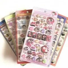 【新品】ボンボンドロップシール　和柄（寿司・桜・祭・和食・相撲・舞妓）６枚セット