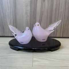 ガラス製 鳥のオブジェ 2羽セット