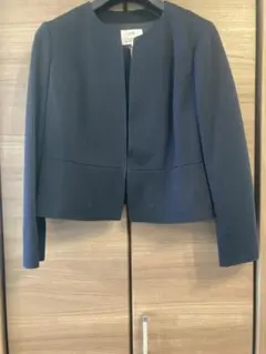 23区　濃紺　ノーカラージャケット　大きいサイズ　46