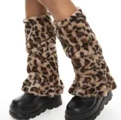 新品未使用*ヒョウ柄　フェイクファー　レッグウォーマー　ブーツカバー