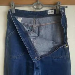 インディゴデニム サイドボタンデザイン ストレート 股上深め W68cm