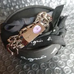 アニエスベー オシャレ パープル V220 腕時計クオーツ チェーンブレスレット