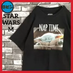 STARWARS ベビーヨーダ 昼寝の時間 マンダロリアン ムービーtシャツ 黒のサムネイル
