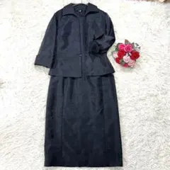 【上質☆シルク混】23区　ワンピーススーツセットアップ　シャンタン生地　黒　M