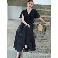 カシュクールフレアコットンボイルワンピース