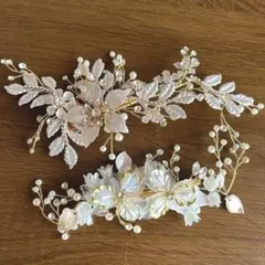 ウェディング　ヘアアクセ　ヘッドドレス　2個セット　大小サイズ