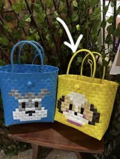 ホワイト♡プードルカゴバッグ♡ハンドメイド♡新品♡ppバンド - メルカリ