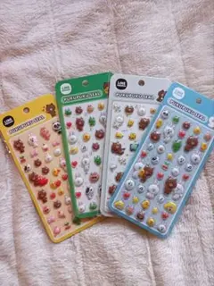 ラインフレンズ LINEFRIENDS　ぷくぷくシール 4種セット