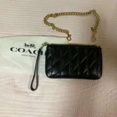 COACH ブラックレザー クラッチバッグ　ポーチ