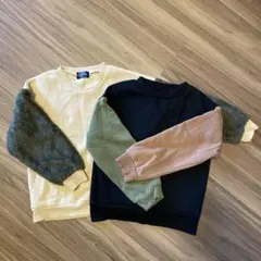 裏起毛トレーナー 2点セット オフホワイト ブラック 120cm