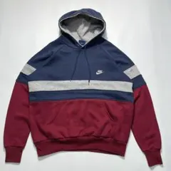 80's ナイキ 紺タグ プルオーバーパーカー L 刺繍 スウッシュ ＊7270