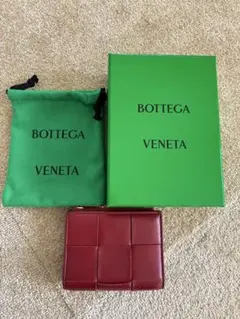 ボッテガヴェネタ カセット 二つ折り 財布 スモール レッド 赤 ミニ財布