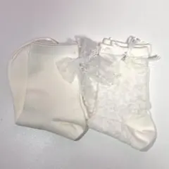 【匿名配送】 tutuanna ホワイト系ソックス 2点セット リボン パール