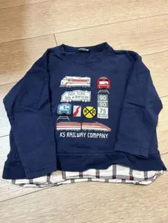 klädkäp 電車プリント 長袖カットソー 100cm