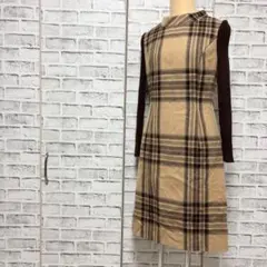 M'S GRACY エムズグレイシー チェック柄 異素材ワンピース 膝丈