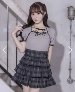 pium ダブルリボンケープワッフルカットソー