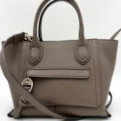 【美品】ロンシャン ハンドバッグ メールボックス 2way オールレザー トープ