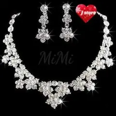 イヤリング/ピアス・ネックレス2点セット♡新品ウェディング高品質 花ブライダル