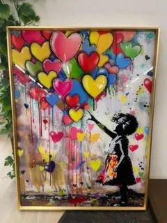 水晶絵 アートパネル バンクシー 風船と少女 壁掛け パネル アート 絵