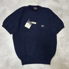 新品 POLO ケーブル編み 半袖ニット ネイビー 綿100% サマーニット