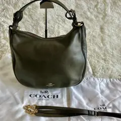 美品✨コーチ 2way ショルダーバッグ サットン ホーボー シボ革 オリーブ