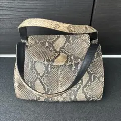 ヘビ革 ハンドバッグ ベージュ系