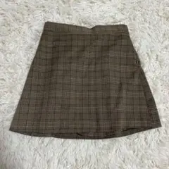ブラウン チェック タイトミニスカート