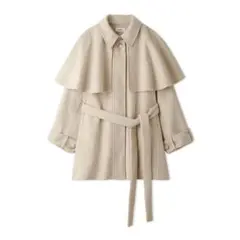 ベージュ ポンチョ・ケープコート