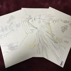 アニメーション原画 スケッチセット　ハンターハンター直筆イラスト 冨樫義博 直筆サイン入りカラー複製イラスト「HUNTER×HUNTER」