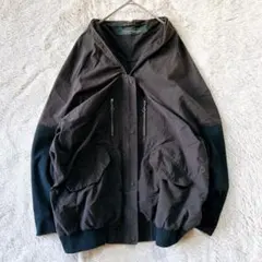 Bark Tannage ジップブルゾン　異素材切替　リブ袖　ダブルポケット　茶