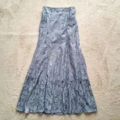 【匿名配送】GRL 花柄レースマーメイドスカート　ブルー S