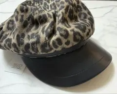 CHEER レオパード×フェイクレザーキャスケット　タグ付き　値下げ