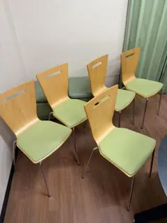 ダイニングチェア 5脚セット ナチュラル・グリーン