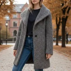 美品 COMME ÇA ISM（コムサイズム）チェスターコート L グレー