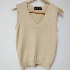EAST BOY ベージュ Vネック スクールベスト　9号　綿100%