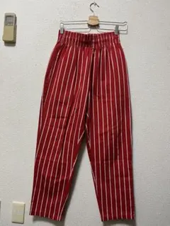 クックマン　イージーシェフパンツ　/M　赤×白　ピンストライプ　cookman