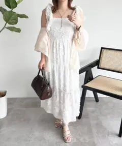 apres jour フリルリボンキャミワンピース オフホワイト