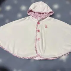 ミキハウス　フラワープリントフード付きベビーポンチョ　70〜90