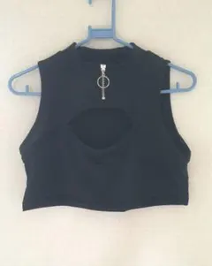 SHEIN ブラック ハイネック カットアウト タンクトップ XSサイズ